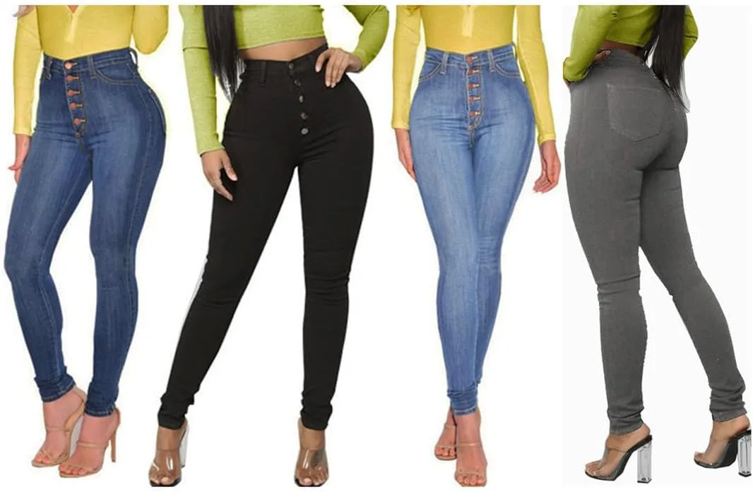 

Andongnywell женские джинсы high-rise slim-fit stretch plus size