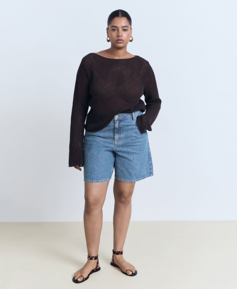 

Женские джинсовые шорты прямого кроя с высокой талией MANGO, Medium Blue