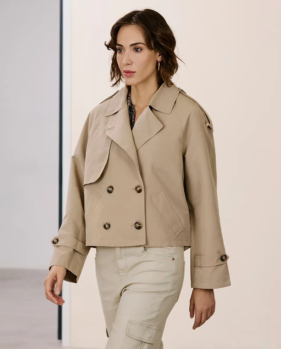 

Женский короткий тренч с карманами Vero Moda, светло-коричневый