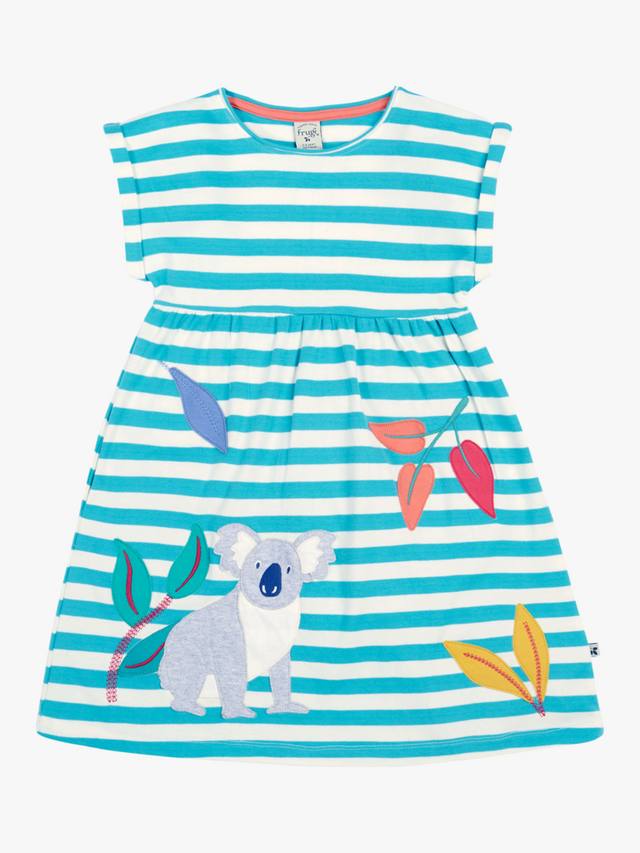 

Детское платье из чистого органического хлопка в полоску felicity Frugi, цвет Sea Moss Stripe