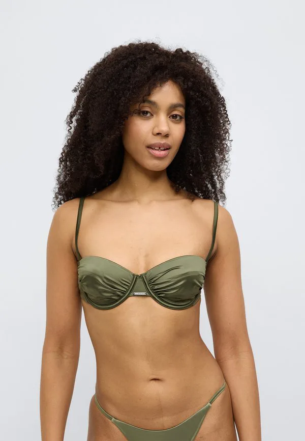 Купальник-Бикини с завязками на спине и блестящим верхом. Calvin Klein Swimwear, Brush Green — фото 3