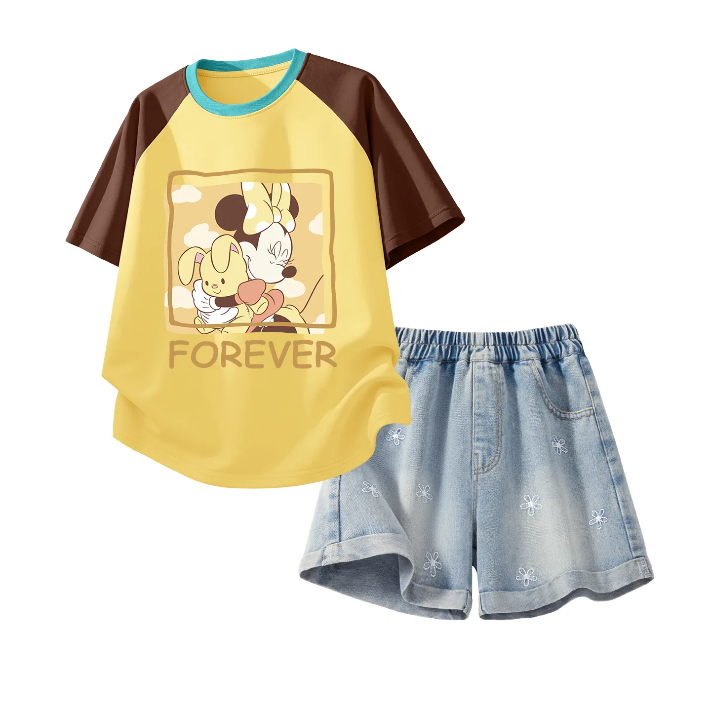 Детский спортивный костюм Disney Casual Sportswear теплый нюд-желтый и джинсовый синий