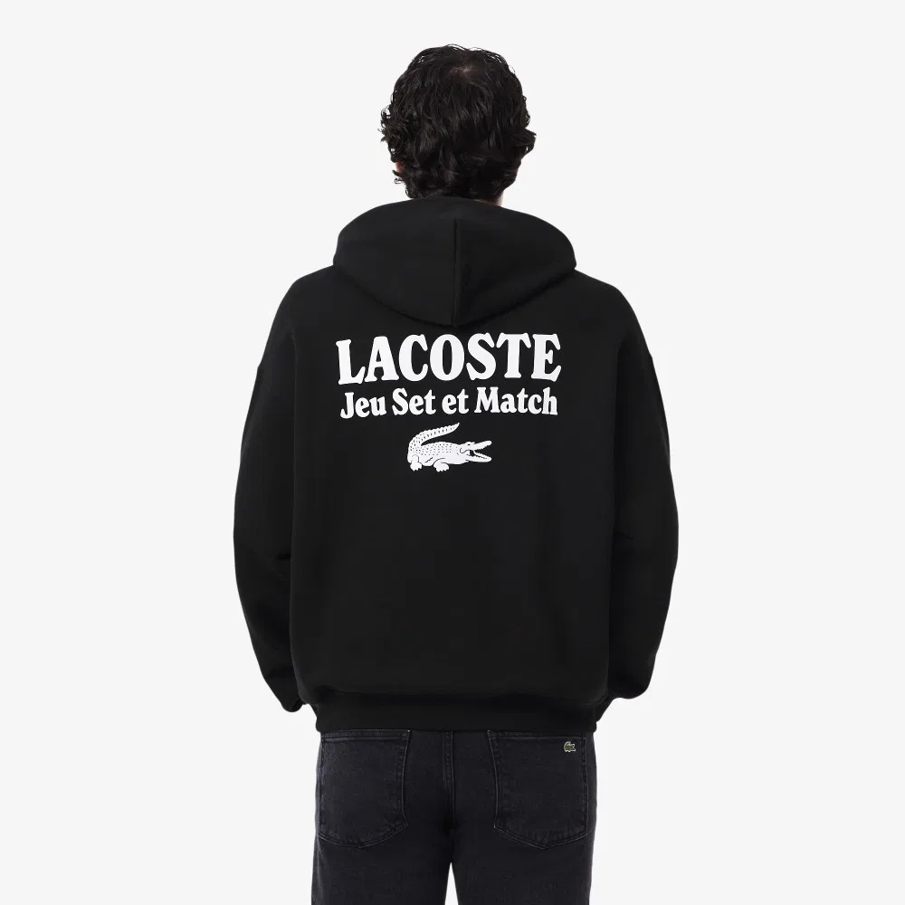 Мужское худи свободного кроя с графическим принтом SH5947-55N чёрное от Lacoste — фото 3