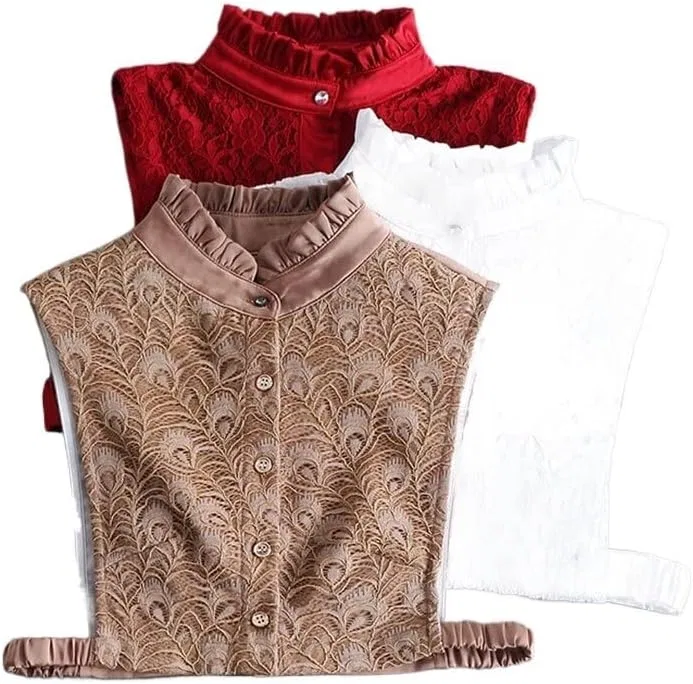 Блуза, кружевной воротничок Lace faux collar, белый — фото 2