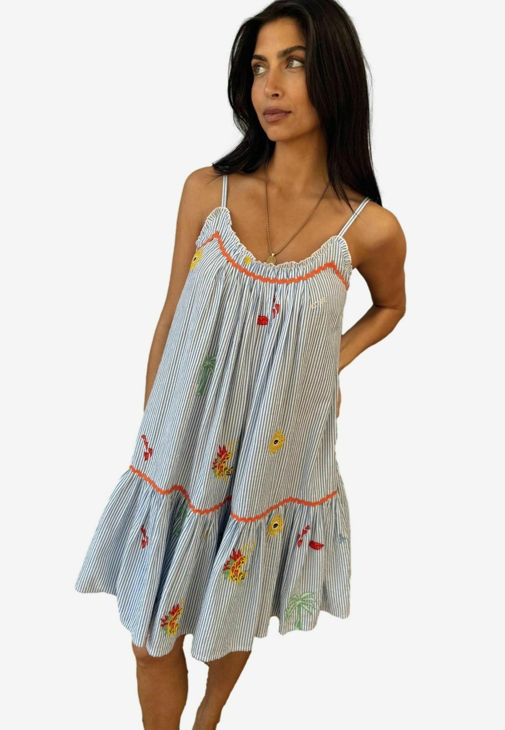 

Повседневное платье REGULAR FIT - EMBROIDERED SLIP Never Fully Dressed, синий