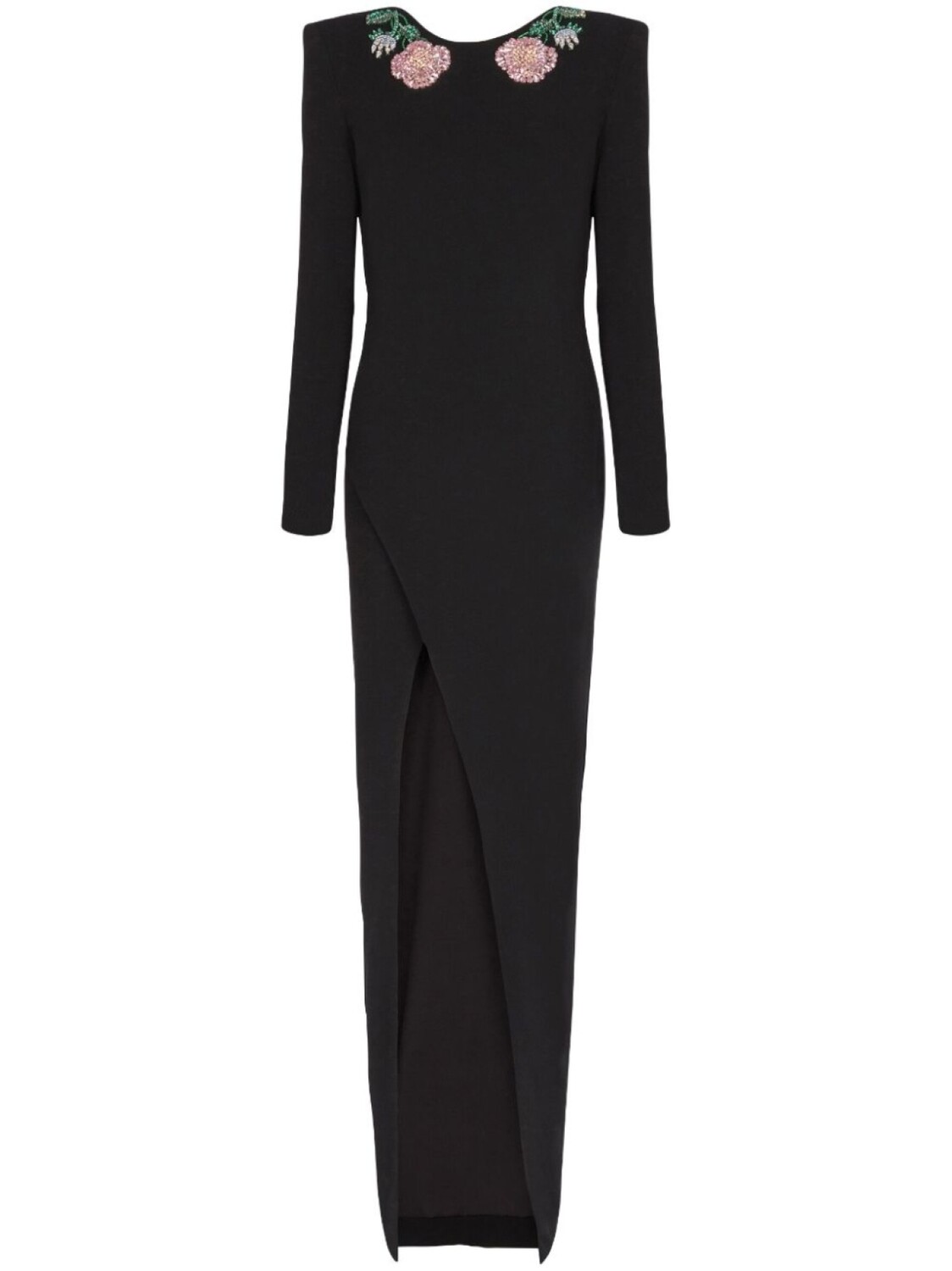 

Платье с открытой спиной и пайетками Balmain, черный