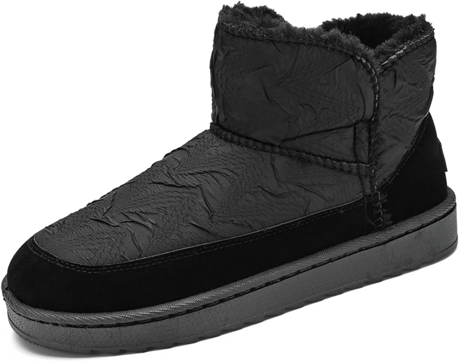 

Мужские зимние сапоги с флисовой подкладкой: текстурный узор, мягкая теплая подкладка, нескользящая подошва, стильный повседневный вид- идеально подходят для холодной погоды, повседневной и уличной носки Khwfjas, черный