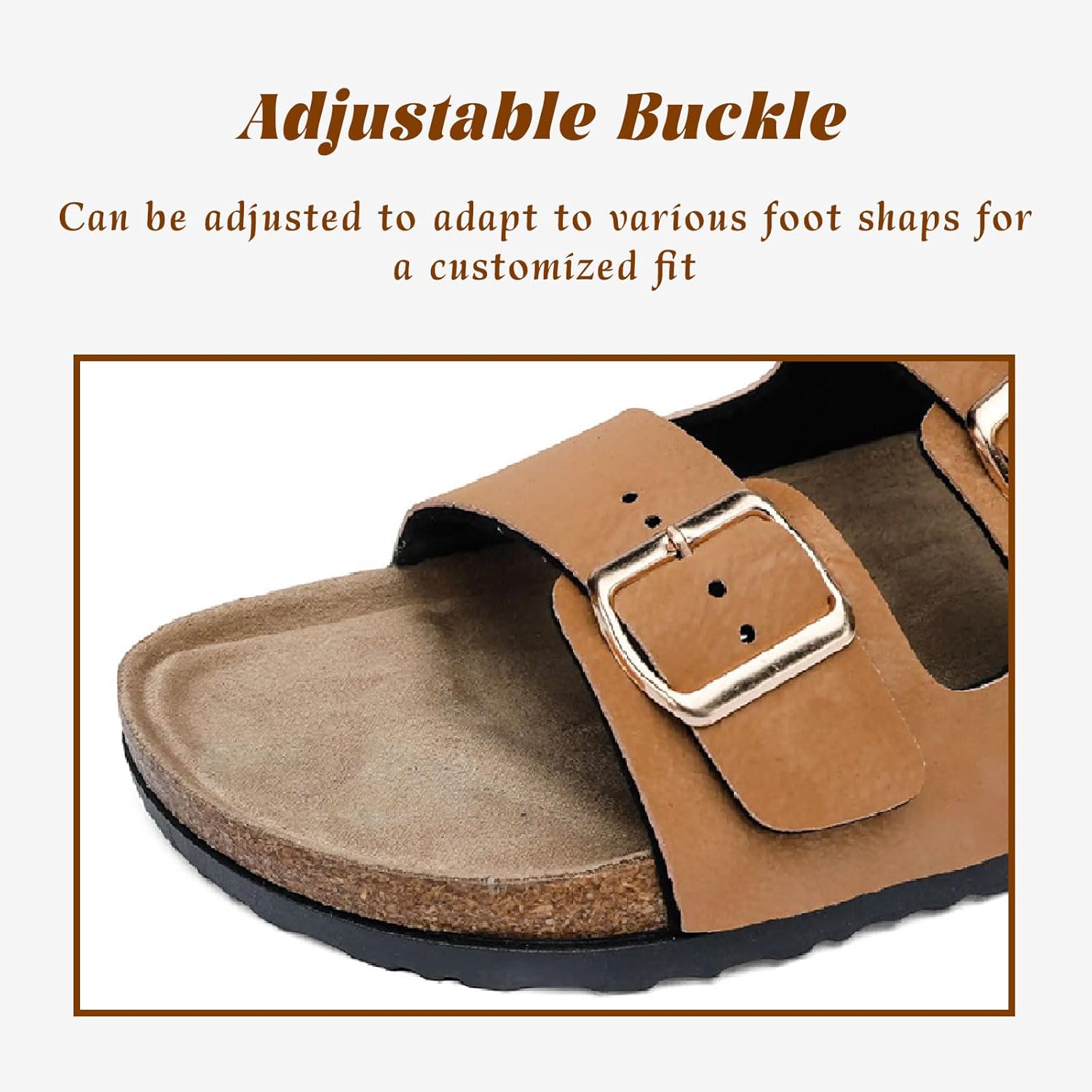 Сандалии Titype Cork Footbed с поддержкой свода для женщин и мужчин, регулируемая пряжка, натуральная кожа, удобные летние сандалии для улицы и пляжа, хаки — фото 3