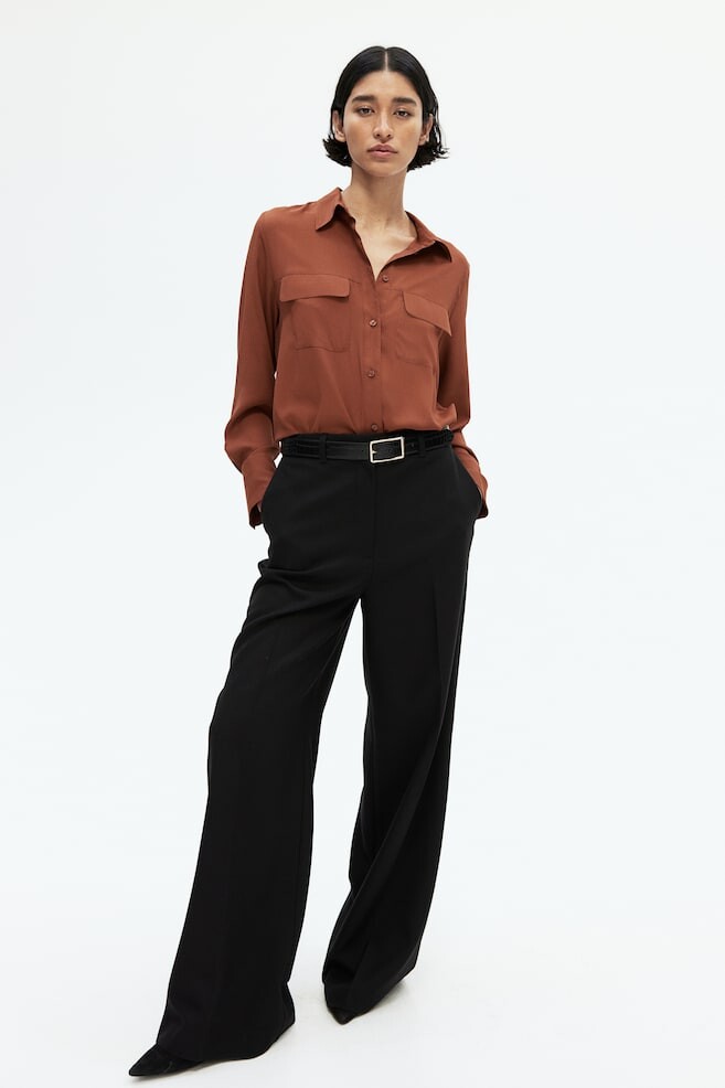 

Блуза рубашка из крепа H&M, коричневый