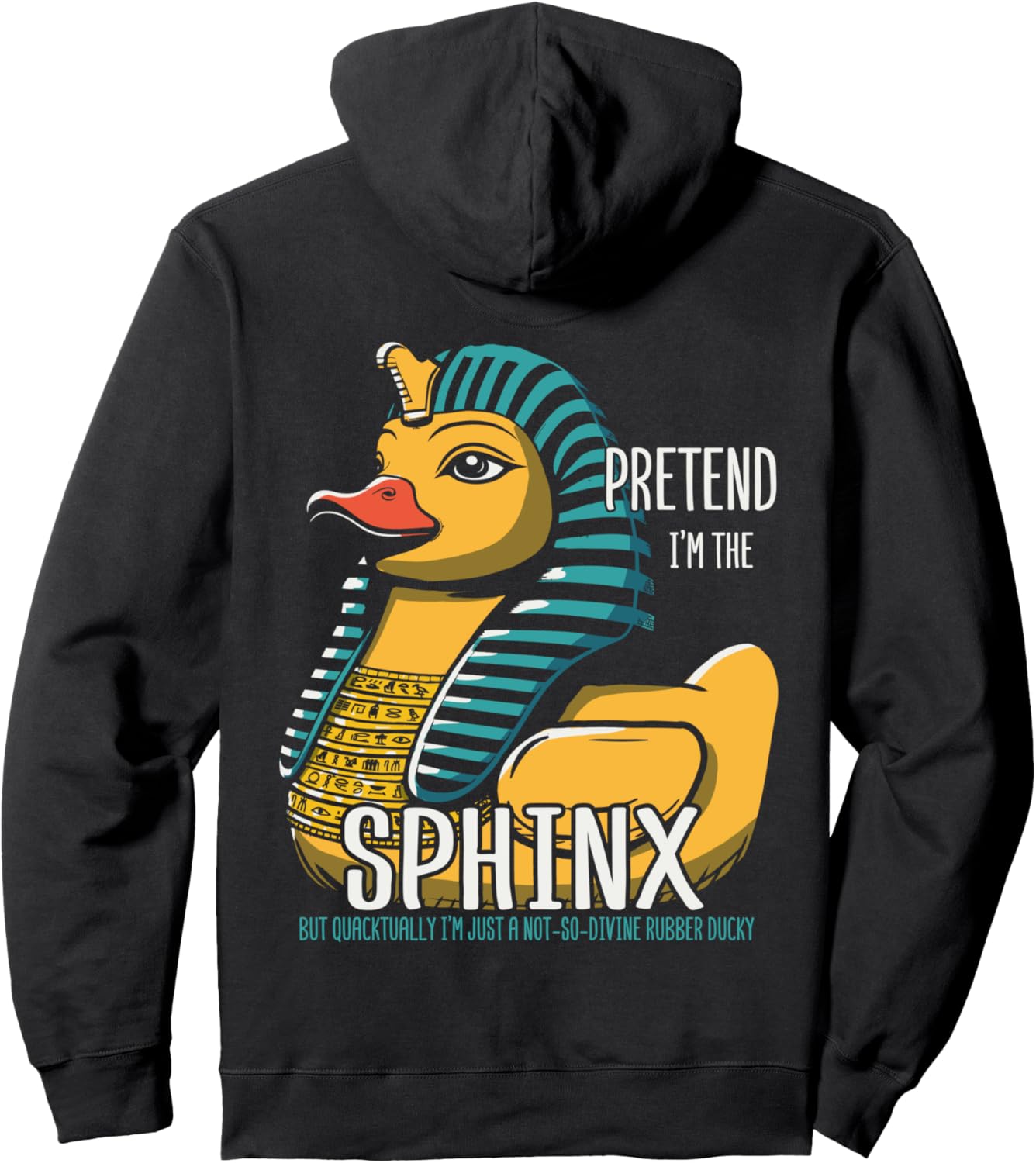

Толстовка с изображением резиновой уточки-сфинкса и египетского иероглифа в виде утенка Egyptologist Rubber Ducky Egypt Rubber Duck, черный