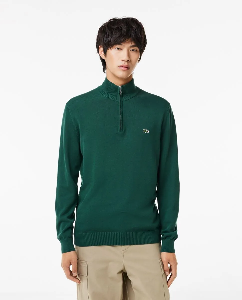 

Мужской свитер из органического хлопка с молнией Lacoste, зеленый