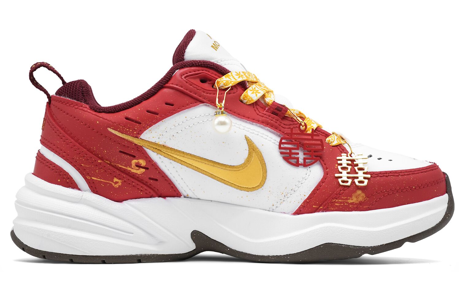 Air Monarch 4 Auspicious Dragon And Phoenix повседневная обувь unisex золотой Nike, красный золотой — фото 2
