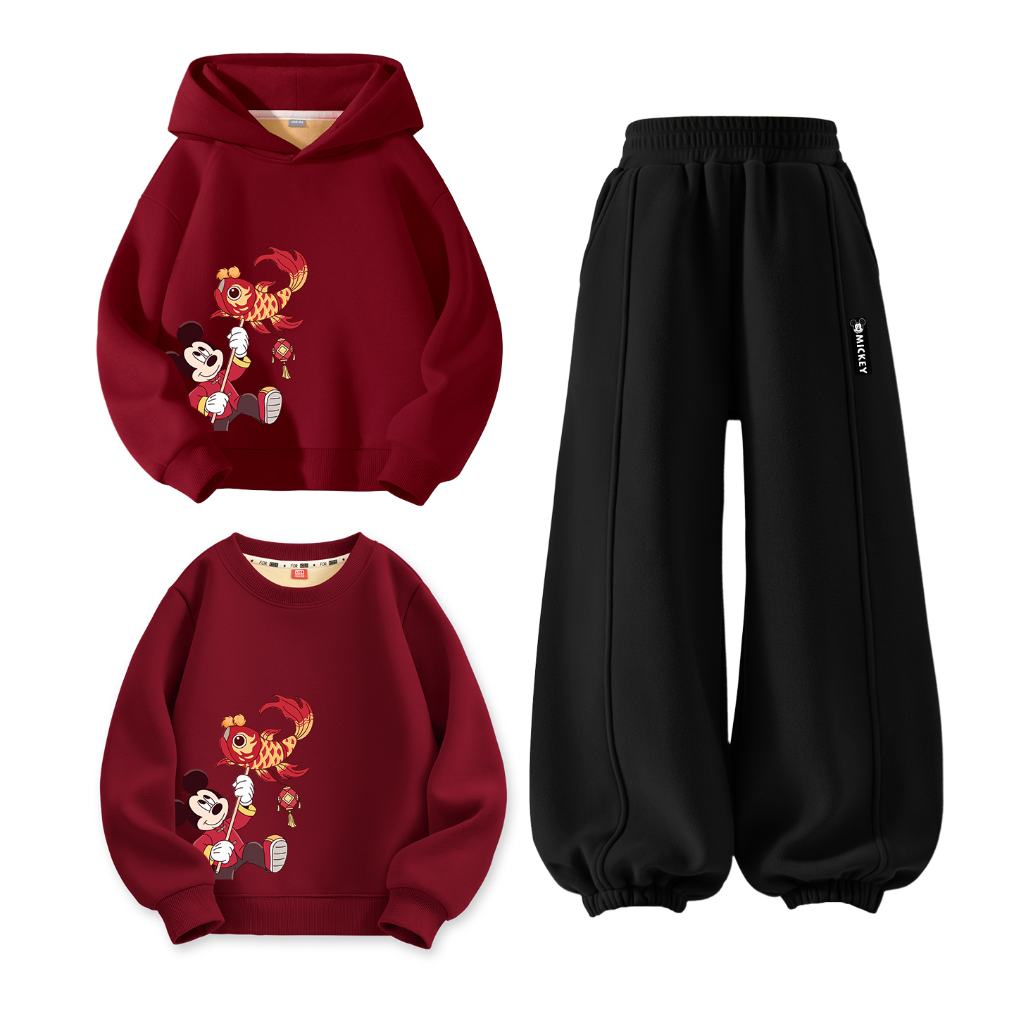 Детский костюм Tang с круглым вырезом и толстым воротником Disney, [thickened and fleece-lined]dubai star k бордовый+dubai h long hook-and-loop k черный+dubai star k бордовый — фото 3