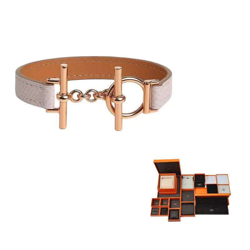 

HERMES Кожаный, металлический, с розовым золотым покрытием браслет Women's Light Purple