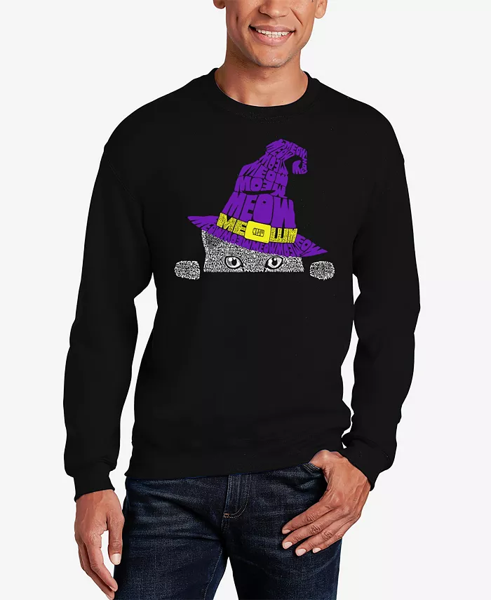 

Мужской свитшот с принтом "Peeking Witch Cat Word Art" LA Pop Art, черный
