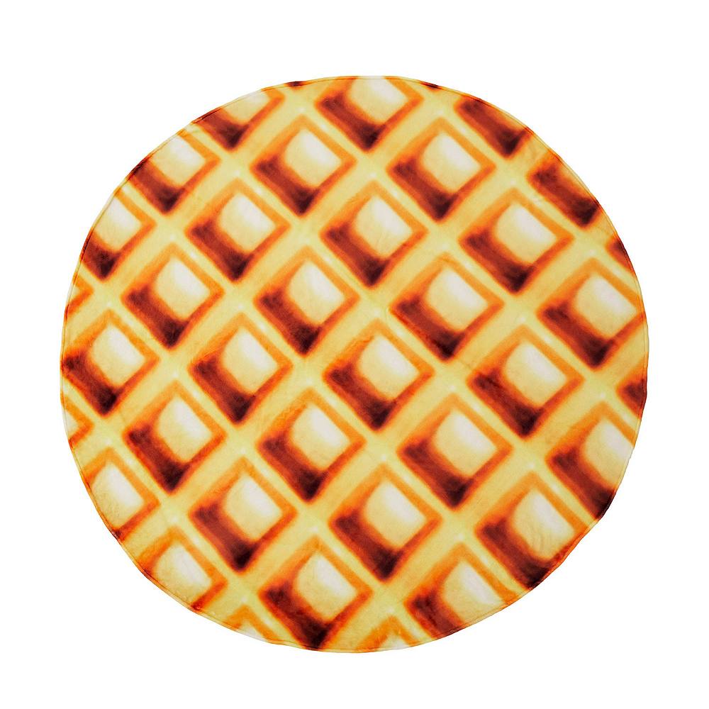 

Фланелевое одеяло Unikome, круглое одеяло, мягкое забавное одеяло с едой, цвет Waffle