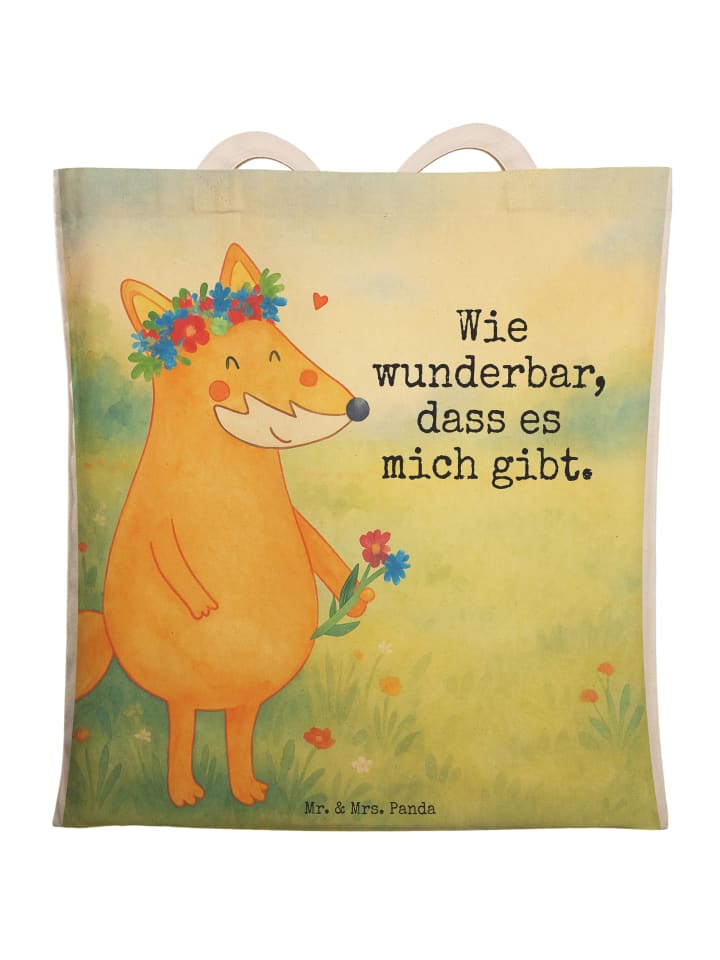 

Сумка через плечо с рисунком лисы и цветов и надписью белого цвета Mr. & Mrs. Panda