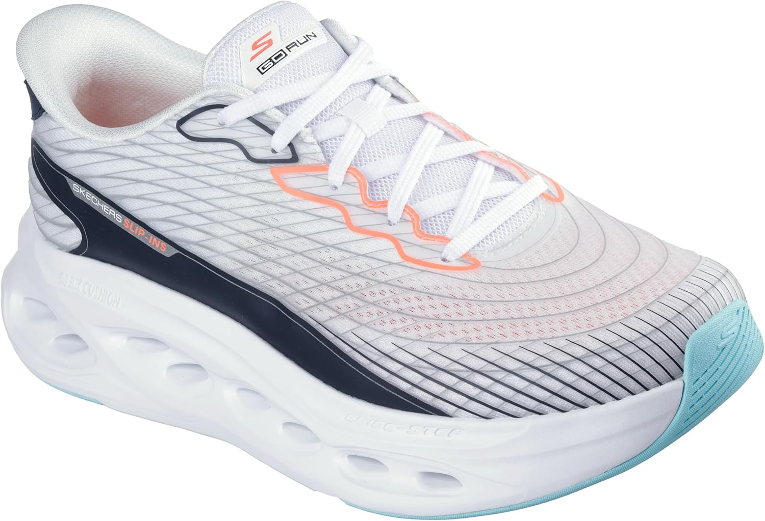 Мужские кроссовки Skechers Max Cushioning Glide Step Sapphire без шнурков, белый — фото 4