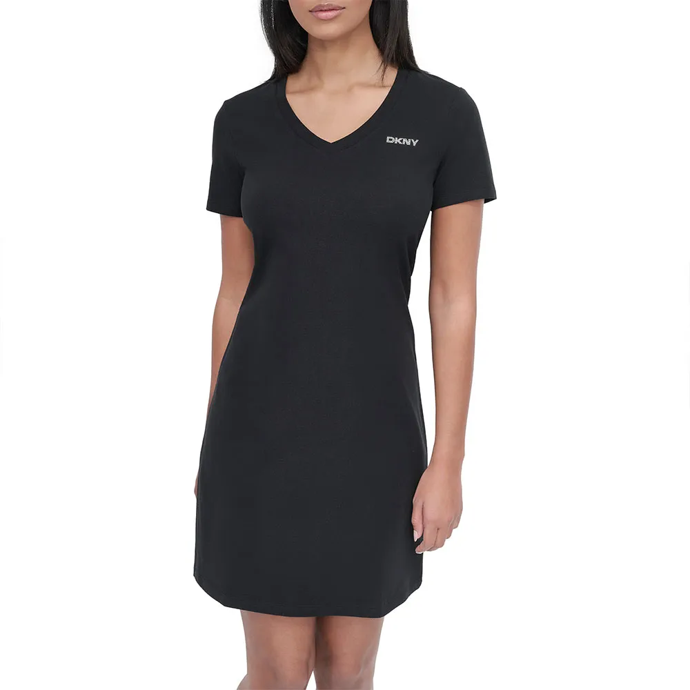 

Платье с коротким рукавом DKNY Mini Stud Logo, черный