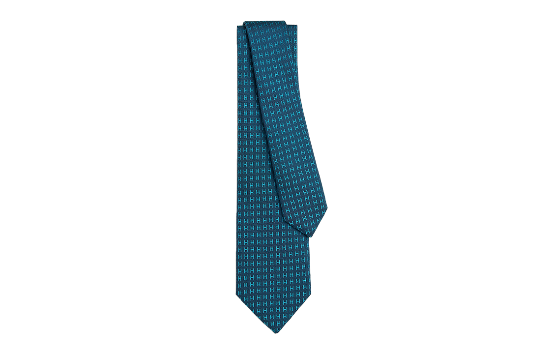 HERMES Двухцветный галстук H Men's Blue