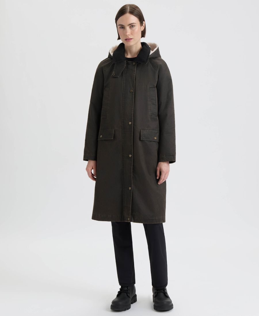 

Женское пальто с капюшоном на подкладке из искусственного меха Hunter, Coffee