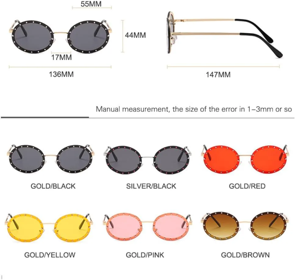 

Женские солнцезащитные очки без оправы, круглые, с кристаллами, в модной металлической оправе, черные и розовые, винтажные, с защитой от УФ-излучения UV400 MTZJH, 3