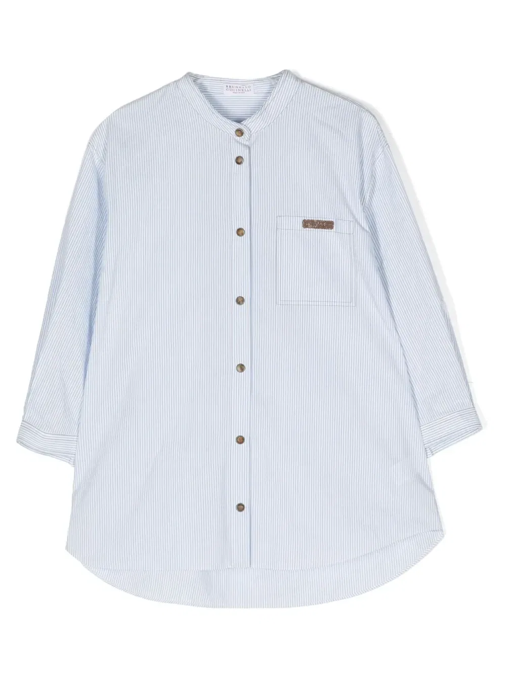 Рубашка в полоску Brunello Cucinelli Kids, синий
