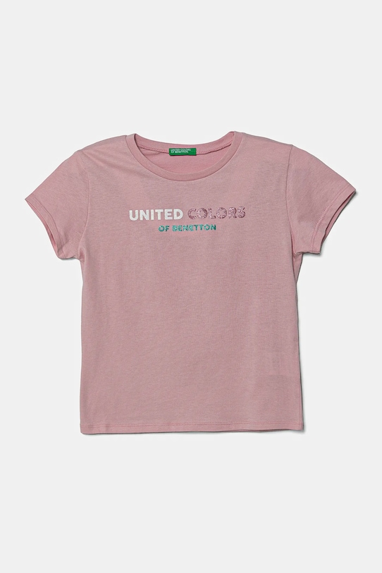 

Детская хлопковая футболка United Colors Of Benetton, розовый