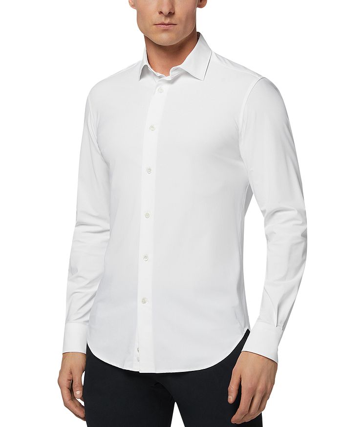 

Сорочка Slim Fit на пуговицах с эластичной тканью Boggi Milano, белый