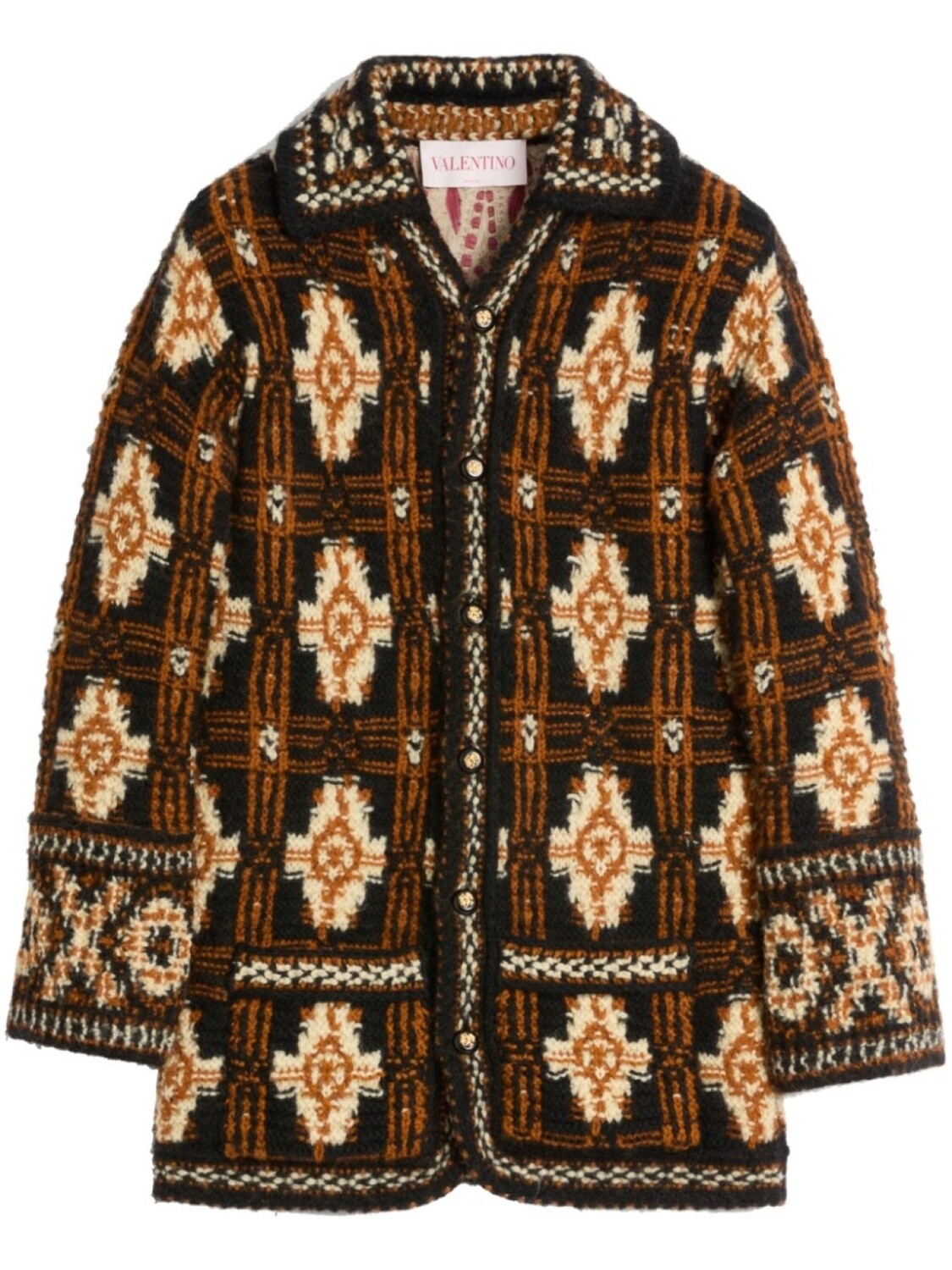 

Valentino Garavani шерстяной кардиган с геометричным узором, черный