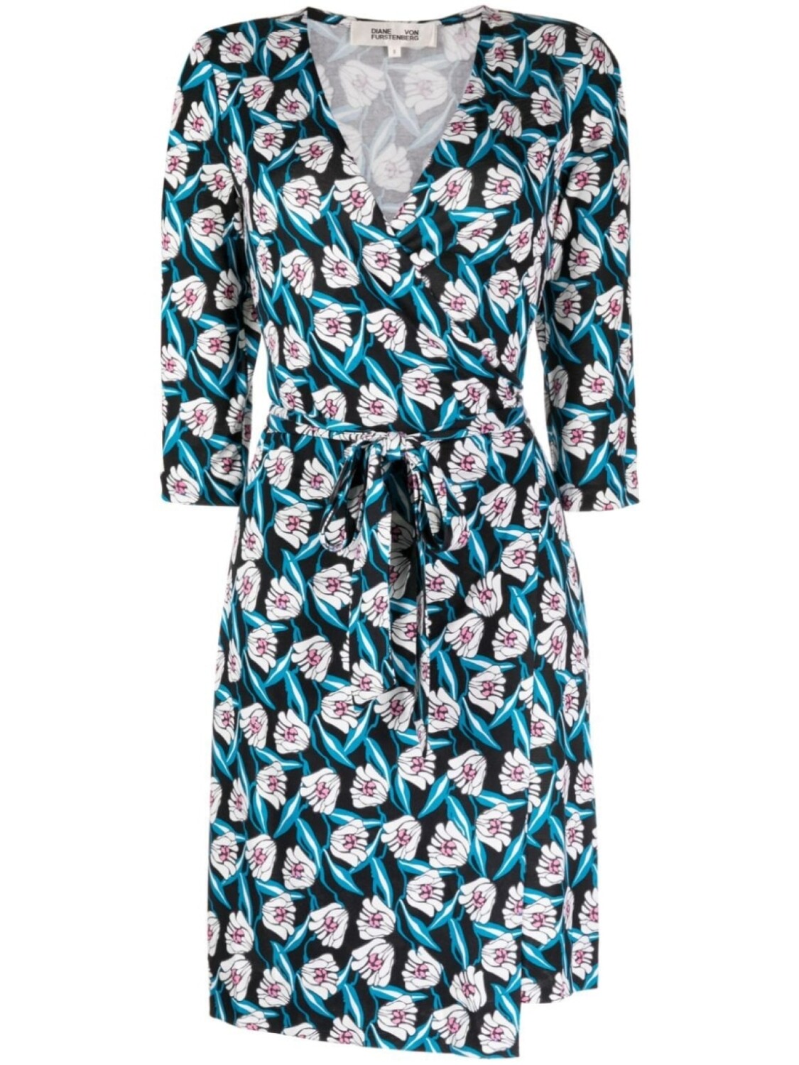 

DVF Diane von Furstenberg шелковое платье мини с цветочным принтом, синий