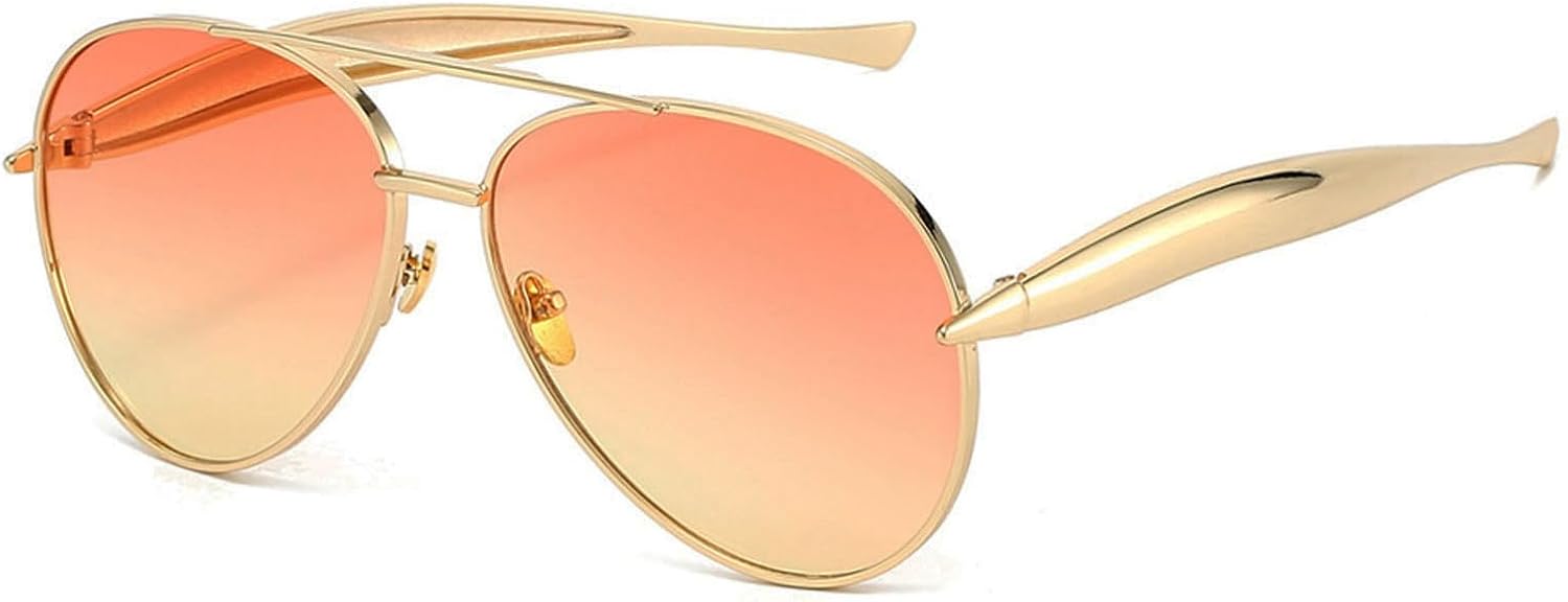 

Ретро золотые солнцезащитные очки-авиаторы для женщин и мужчин, модные большие солнцезащитные очки-авиаторы в стиле 70-х, металлические винтажные очки REELORATTA, Gradient Red