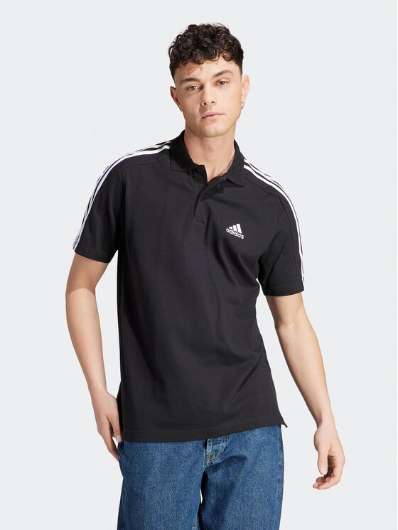 

Поло regular fit Essentials Piqué Embroidered Small Logo 3-Stripes Polo Shirt IC9310 Adidas, черный