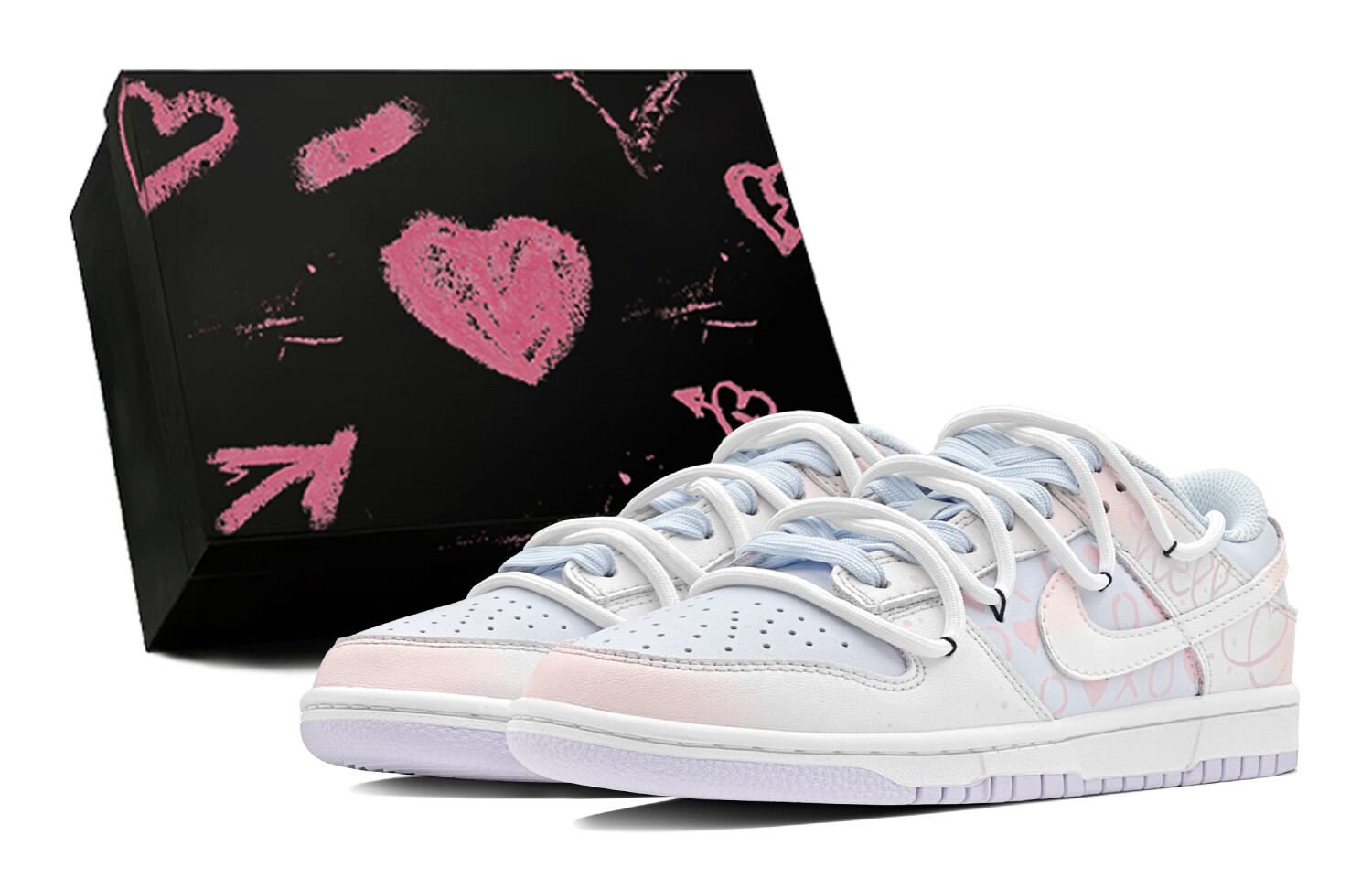 

Кроссовки Nike Dunk Skateboarding Shoes Women's Low-top Purple, синий/розовый