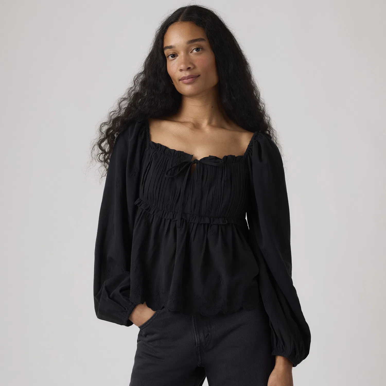 Блузка в стиле бохо с длинными рукавами Ottie Levi's, Black