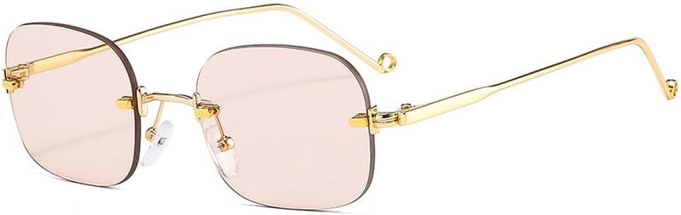 

Женские солнцезащитные очки без оправы в стиле панк, мужские солнцезащитные очки без оправы с синими прозрачными линзами, защита от УФ-излучения UV400 TKKTLLT, C9gold-lightbrown