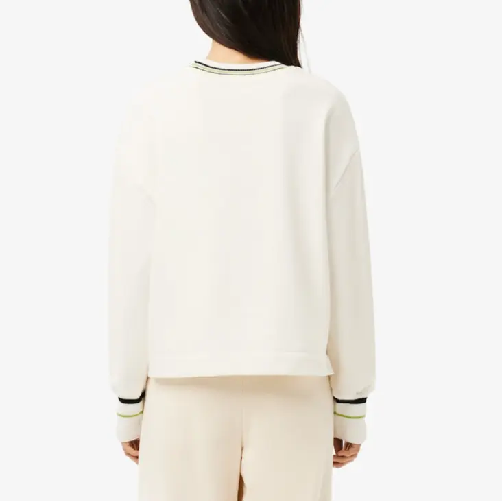 Топ LACOSTE Sweatshirt, белый/черный/желтый, Organic Cotton — фото 4