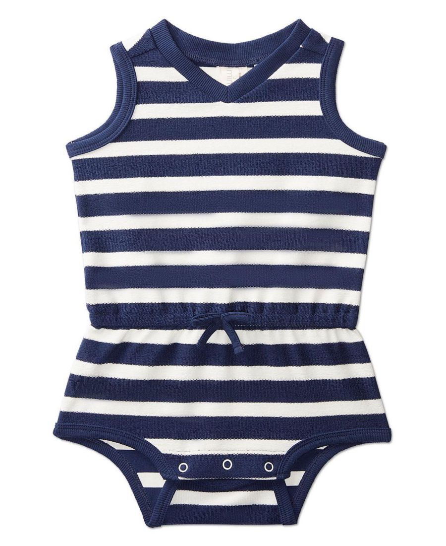 

Детский комбинезон для мальчиков в полоску из махровой ткани MeMoi, Blue