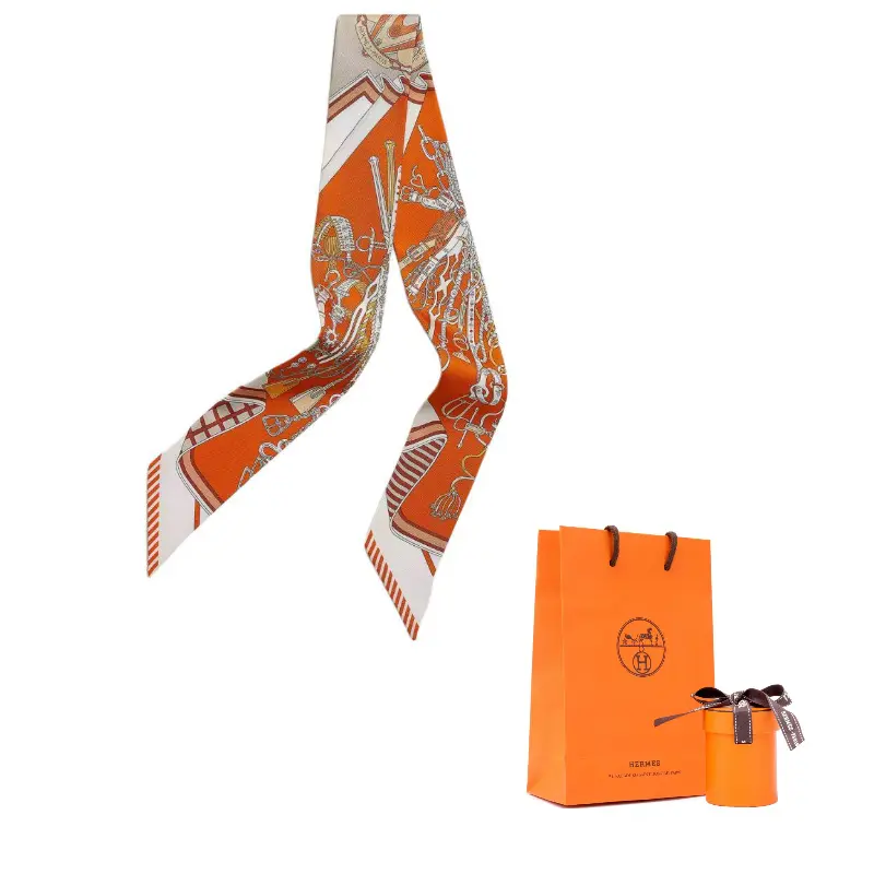 

HERMES Шёлковый шёлковый шарф унисекс оранжевый, Orange