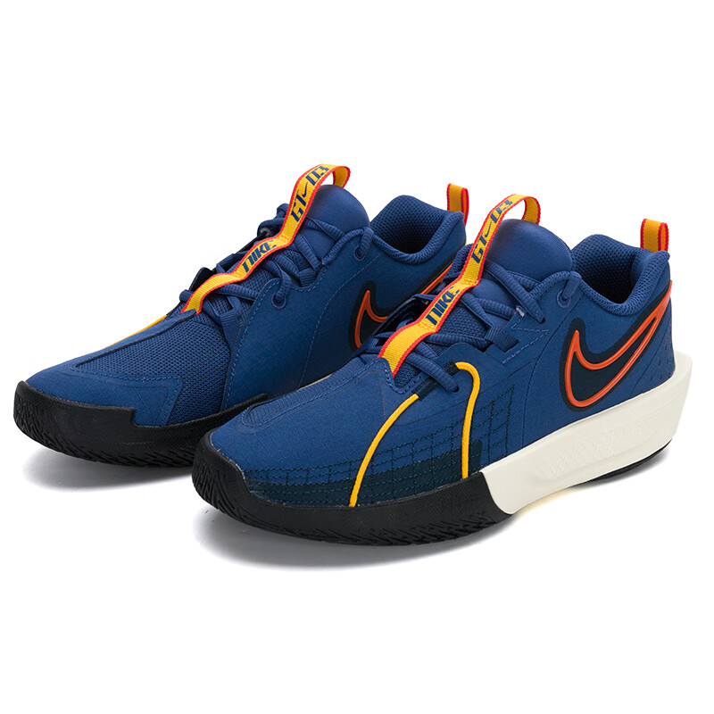 Nike G.T. Cut 3 Амортизирующие Износостойкие Низкие Детские Баскетбольные Кроссовки Синий Оранжевый — фото 2