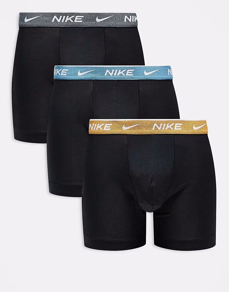 

Комплект из 3 пар трусов-боксеров Nike Everyday Cotton Stretch черного цвета с контрастными поясами