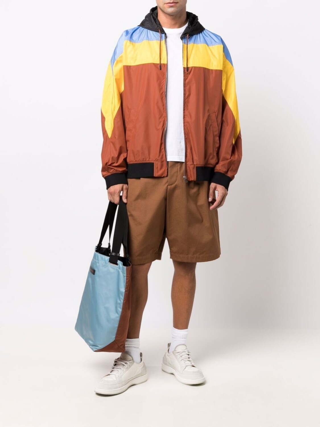 Marni спортивная куртка в стиле колор-блок, коричневый — фото 2