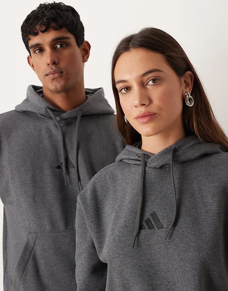 Толстовка с капюшоном Adidas Sportswear Three Stripe серого цвета с флисом — фото 4