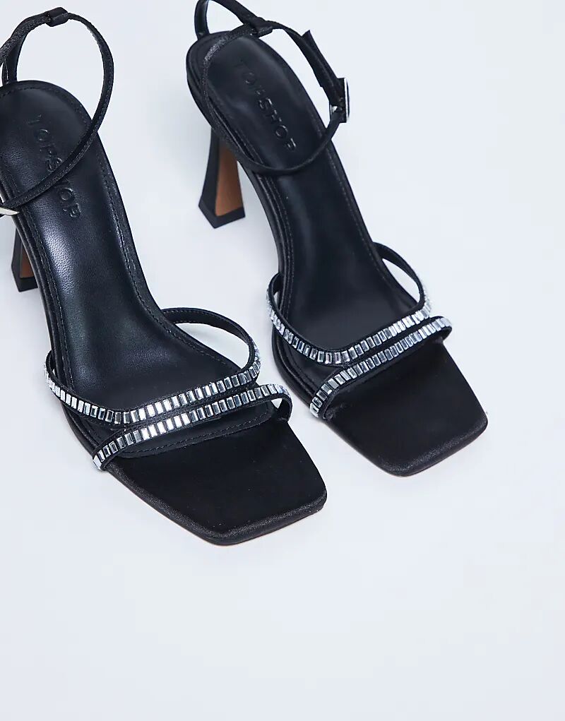 Босоножки Topshop Fifi с декоративным каблуком-клеш черного цвета