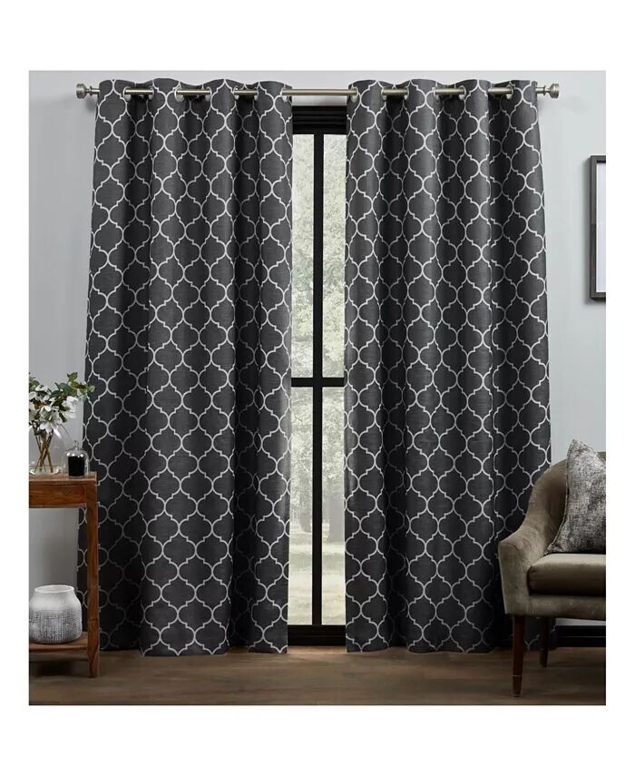 

Шторы Bensen Trellis Blackout Grommet, пара верхних панелей для штор, 52 x 96 дюймов, набор из 2 шт Exclusive Home, черный