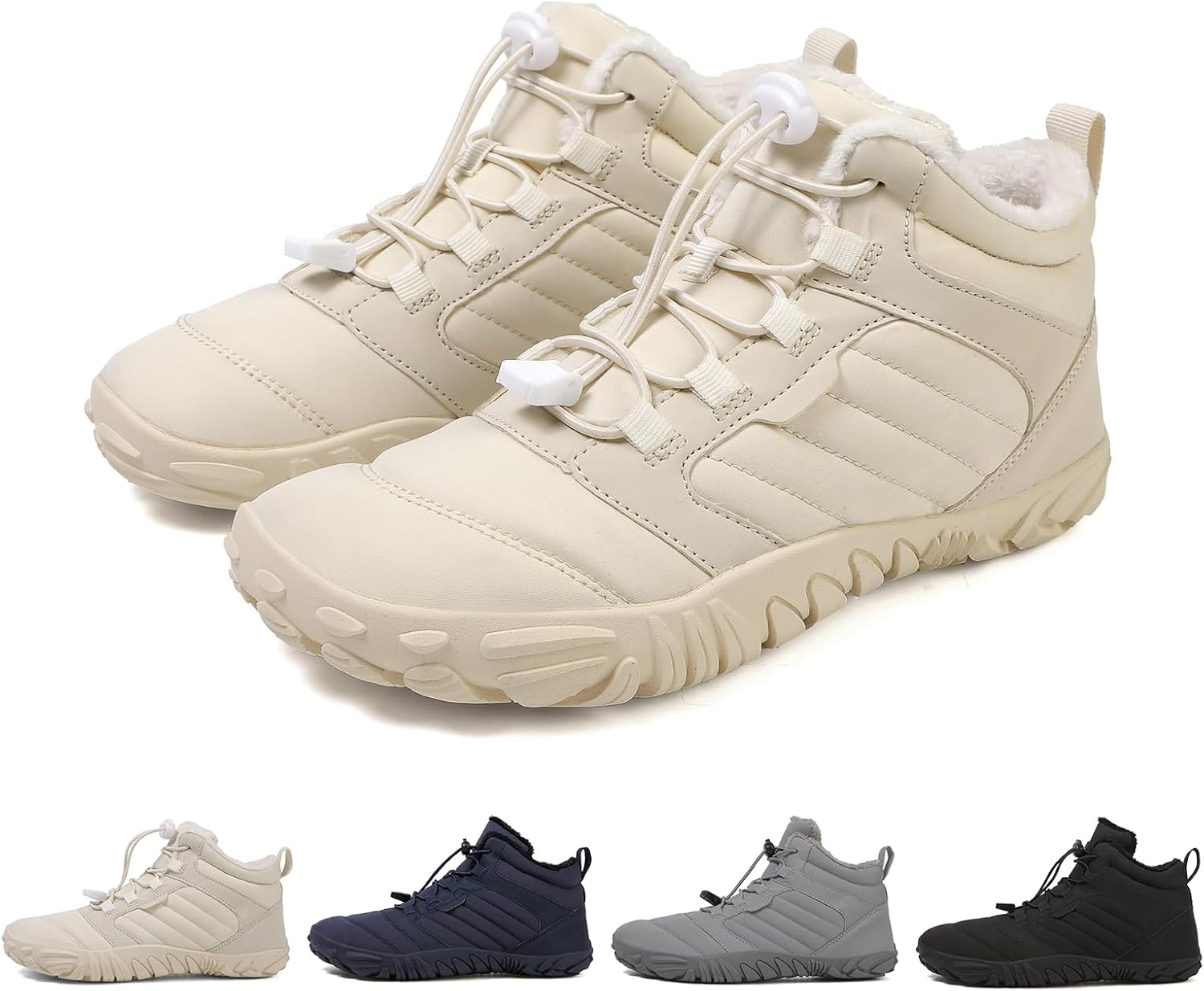 

Зимняя обувь для походов для женщин и мужчин, 2025 обновленные зимние ботинки, теплые водонепроницаемые ботинки с широкой носочной частью для альпинизма и спорта Takezumi, бежевый