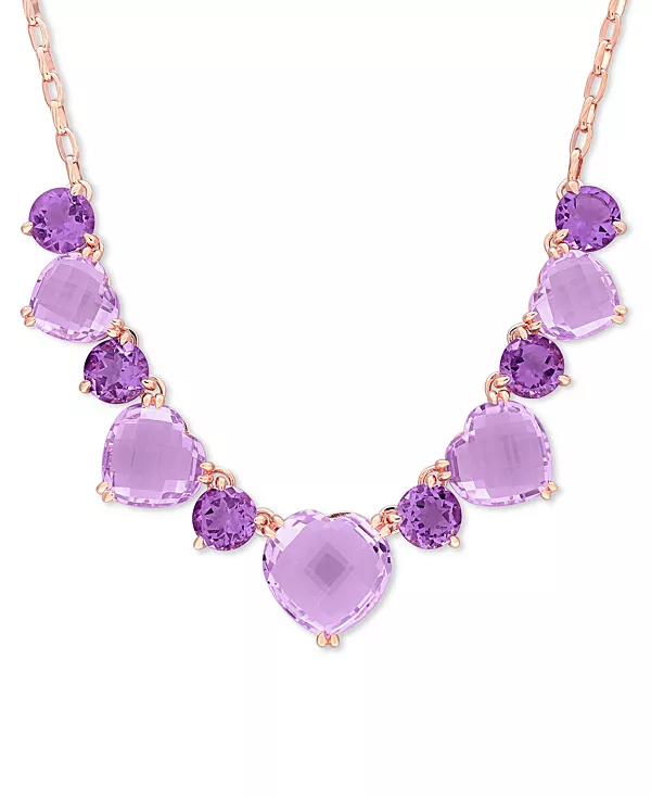 

Ожерелье с розовым и фиолетовым аметистом в форме сердца и круглой подвеской 17 дюймов (37,5 карата) из стерлингового серебра с розовым покрытием Macy'S, amethyst