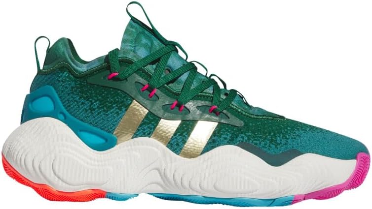 

Кроссовки Adidas для взрослых, унисекс, модель Trae Young 3 Low, зеленый/золотой