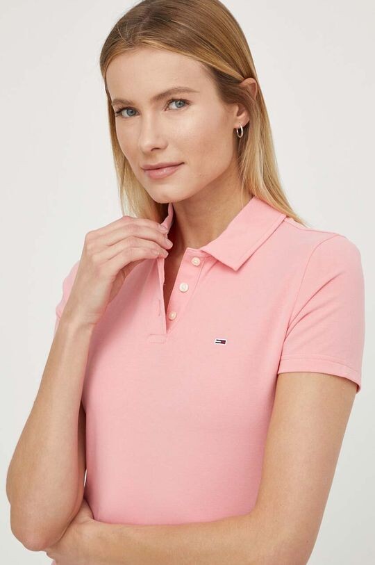

Поло Tommy Jeans, розовый