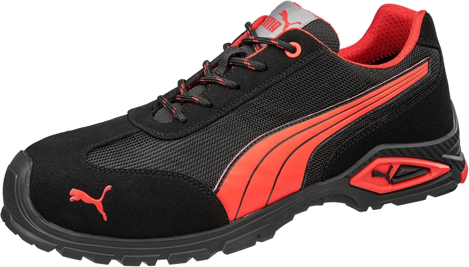 Мужские защитные ботинки PUMA Madrid Low S1PL с защитным носком и противоскользящей подошвой, черный/красный